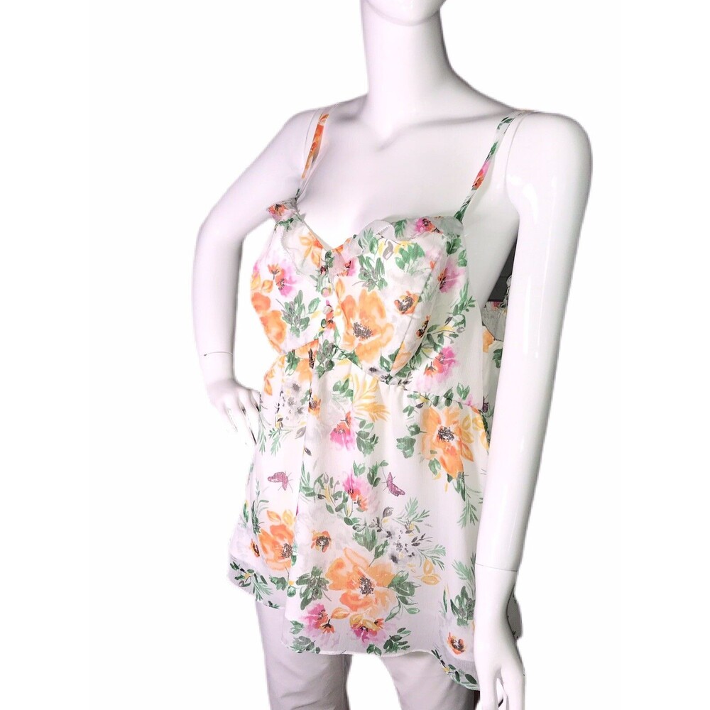 Torrid size 1 (1X-14/16) ❤NEW❤ Floral Chiffon Cami Babydoll Women's Blouse - Picture 9 of 11